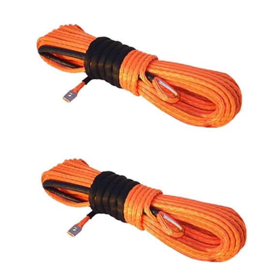 2X Synthetic Winch Rope, Orange1/4 X 50Ft Synthetic Winch Rope Line Cable for ATV UTV SUV Truck Boat Winch