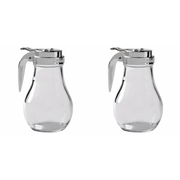 2X Syrup Dispenser, No Drip Glass Syrup Bottle for Maple Syrup, Honey Dispenser, Dishwasher Safe Glass Syrup Container