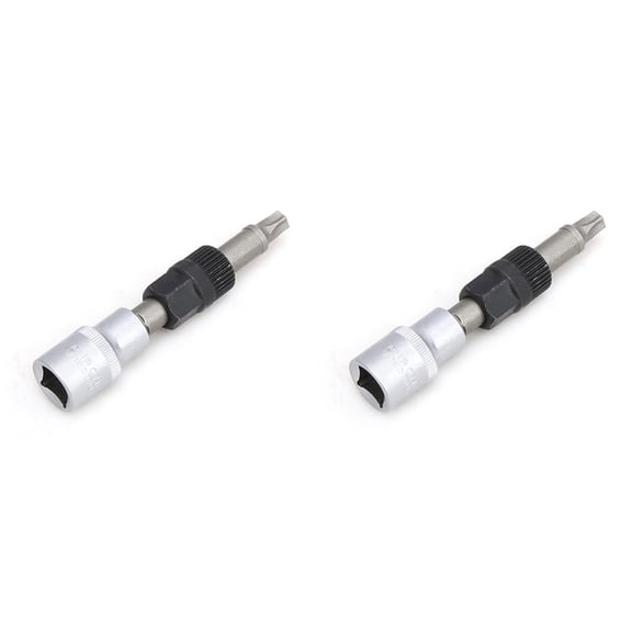 2X T50 Alternator Pulley Socket Bit with 33 Teeth Tool Alternator Pulley Center Bolt Remover Socket,2 x Generator pulley disc disassembler,silver & black