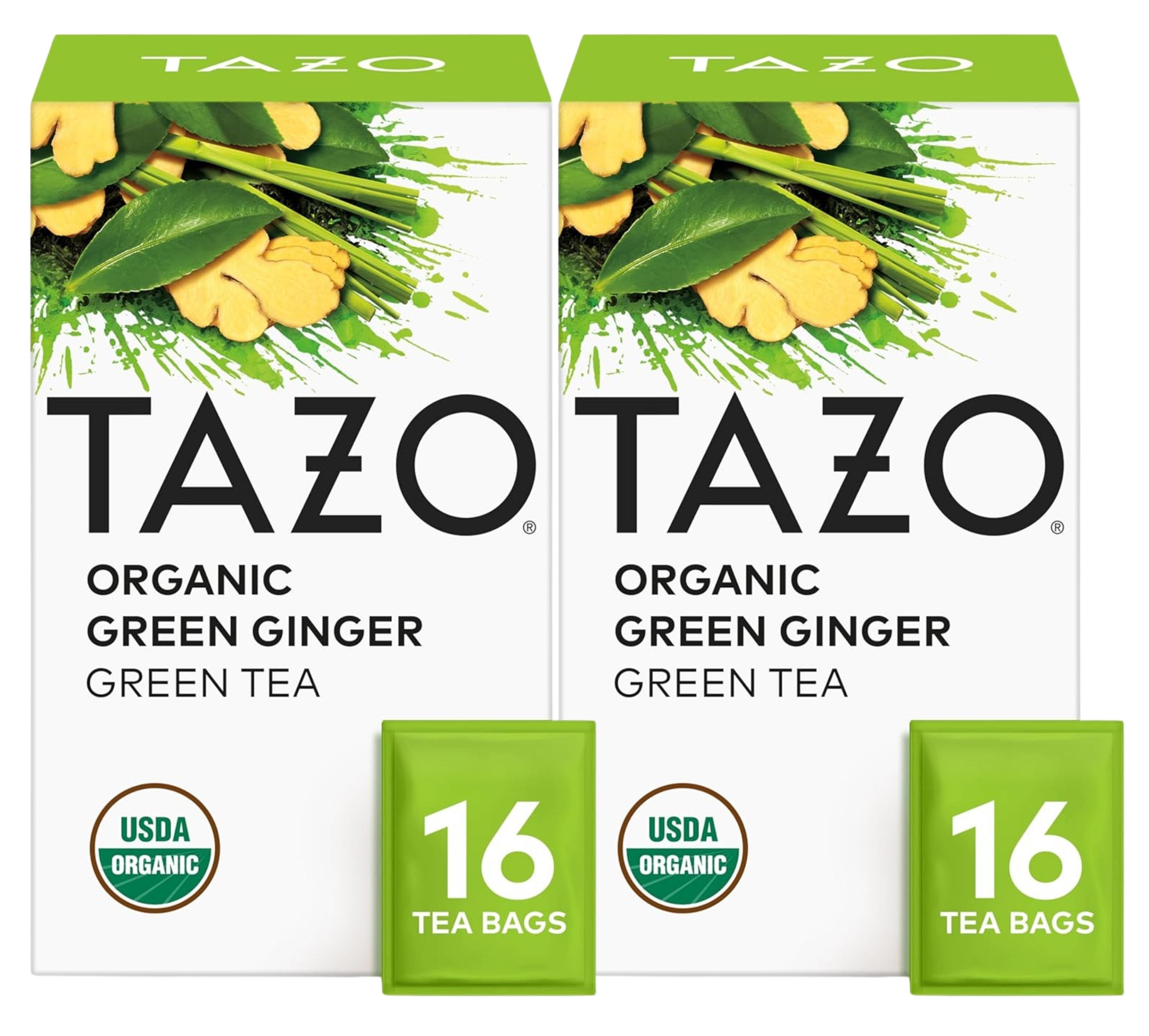 TAZO Green Ginger Tea Bags, Caffeinated, Lemongrass and Pear, 32