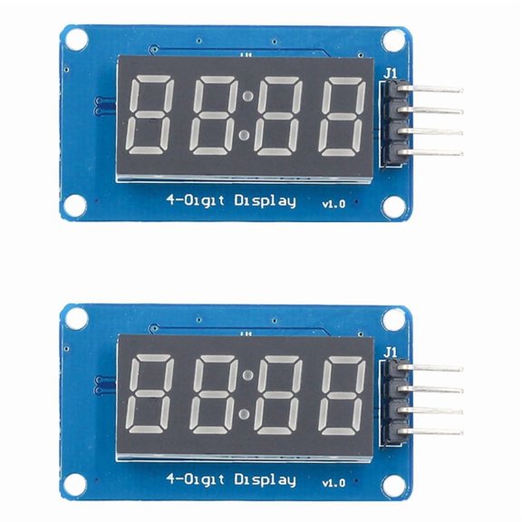 2X TM1637 4-Bits LED Display Module for , 0.36 Inch 7-Segment Red Anode Clock Tube & 4 Serial Driver Board,2 x module,Blue