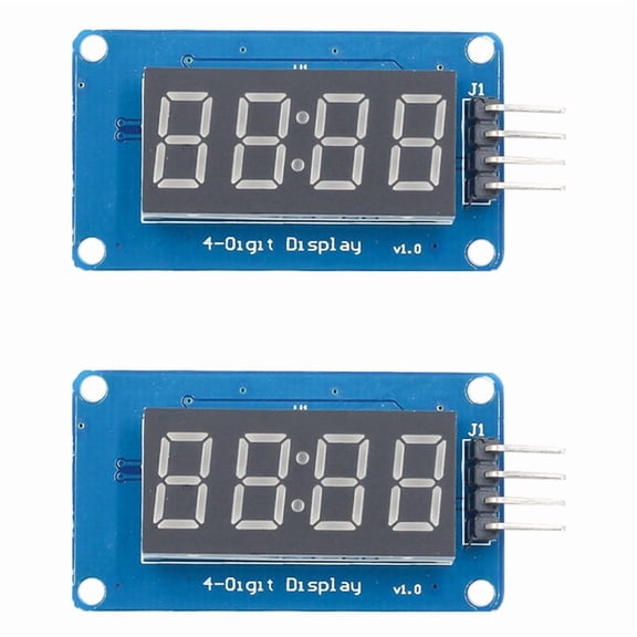 2X TM1637 4-Bits LED Display Module for , 0.36 Inch 7-Segment Red Anode Clock Tube & 4 Serial Driver Board