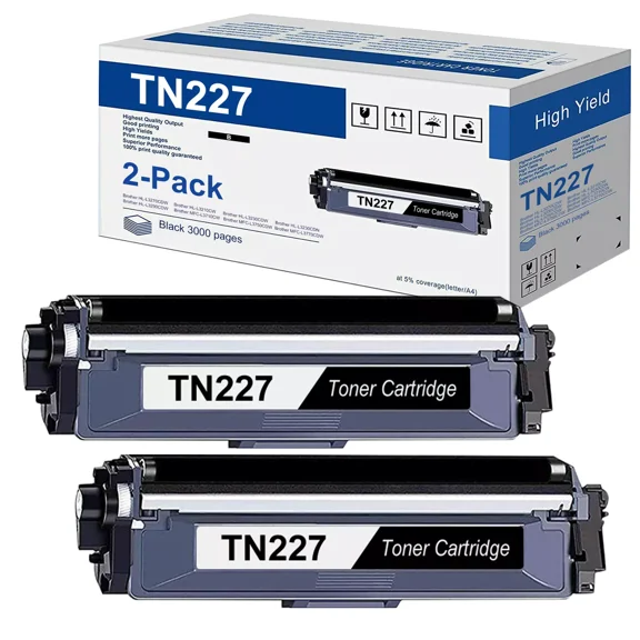 2X TN227 BK Toner Cartridge Compatible For Brother TN223 HL-L3210CW MFC-L3710CW