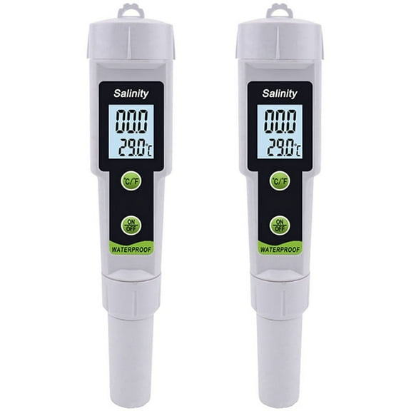 2X TPH 02154 Salinity Meter, Seawater Hydrometer, Salt Content Detection in , for Pools, Drinking Water, Aquarium,2x Digital Salinity Meter,gray & black