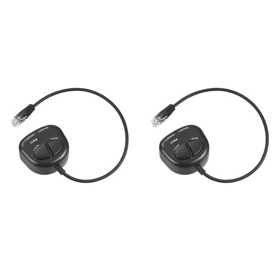 2X TWO Mute Switch Training Adapter Dual RJ9 Sockets to RJ9 Headset Male Plug for Call Center Headset Adapter 4P4C