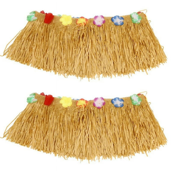 2X Table Skirt Hawaiian Luau Flower Grass Garden Wedding Beach Decor Khaki