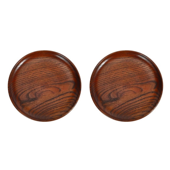 2X Tableware Household Smooth Wooden Bread Dish Tray Kitchen Utensils Seasoning Plate Round