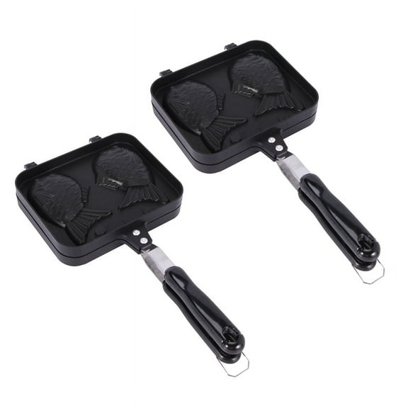 2X Taiyaki Shaped Hot Dessert Waffle Cake Maker Pan Japanese Pancake Double Pan Fry Pan