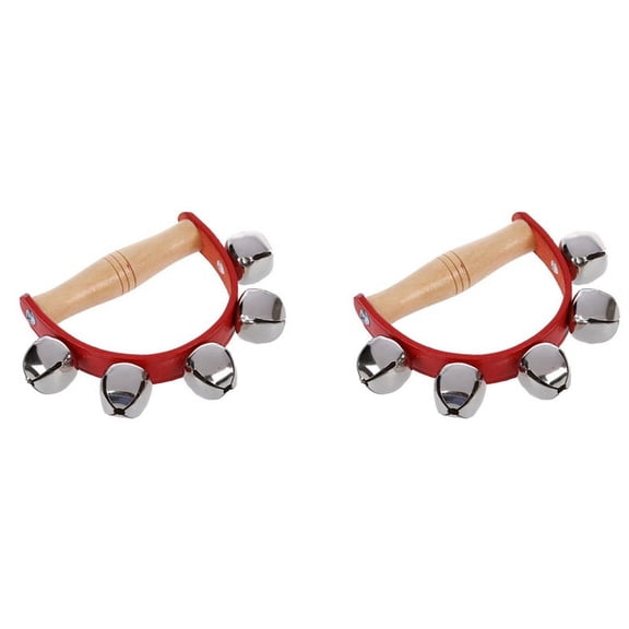 2X Tambourine Handbell Kid Child Early Educational Musical Instrument Rhythm Shaking Small Jingle Toy Tool