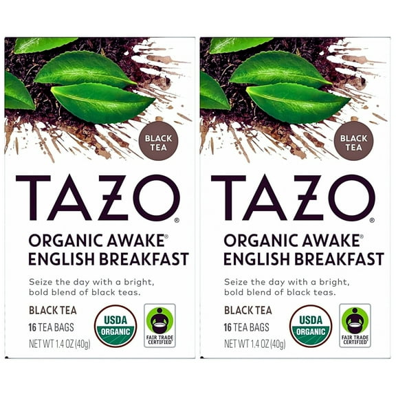 2X - Tazo Organic Awake English Breakfast Black Tea - 16ct Total 32 Tea Bags