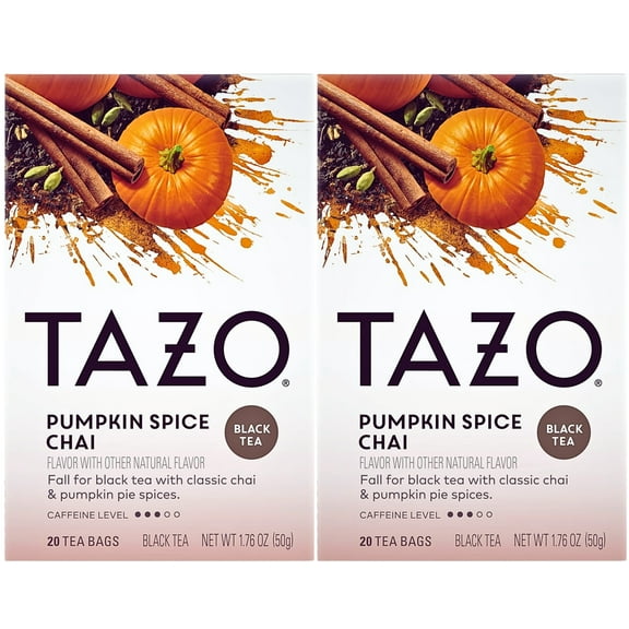 TAZO Pumpkin Spice Chai Black Tea Bags, Moderate Caffeinated Tea, Total 40 Tea Bags 20 Total Tea Bags Each (Pack of 2)