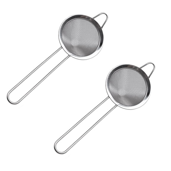 2X Tea Strainer, 3.3 Inch Fine Mesh Sieve Strainer Stainless Steel Mesh Strainer with Handle for Strain Drain and Rinse