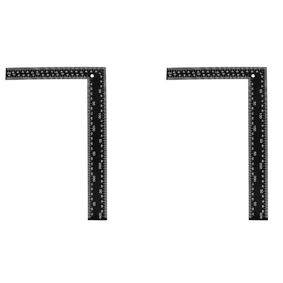 2X Teacher 0-30cm 0-20cm Measuring Range L Shaped Design Square Ruler Black,2 x Square Ruler,Black