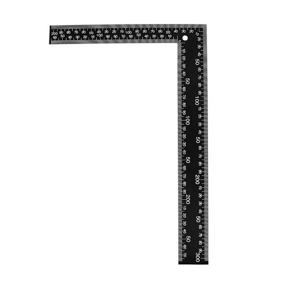 2X Teacher 0-30cm 0-20cm Measuring Range L Shaped Design Square Ruler Black