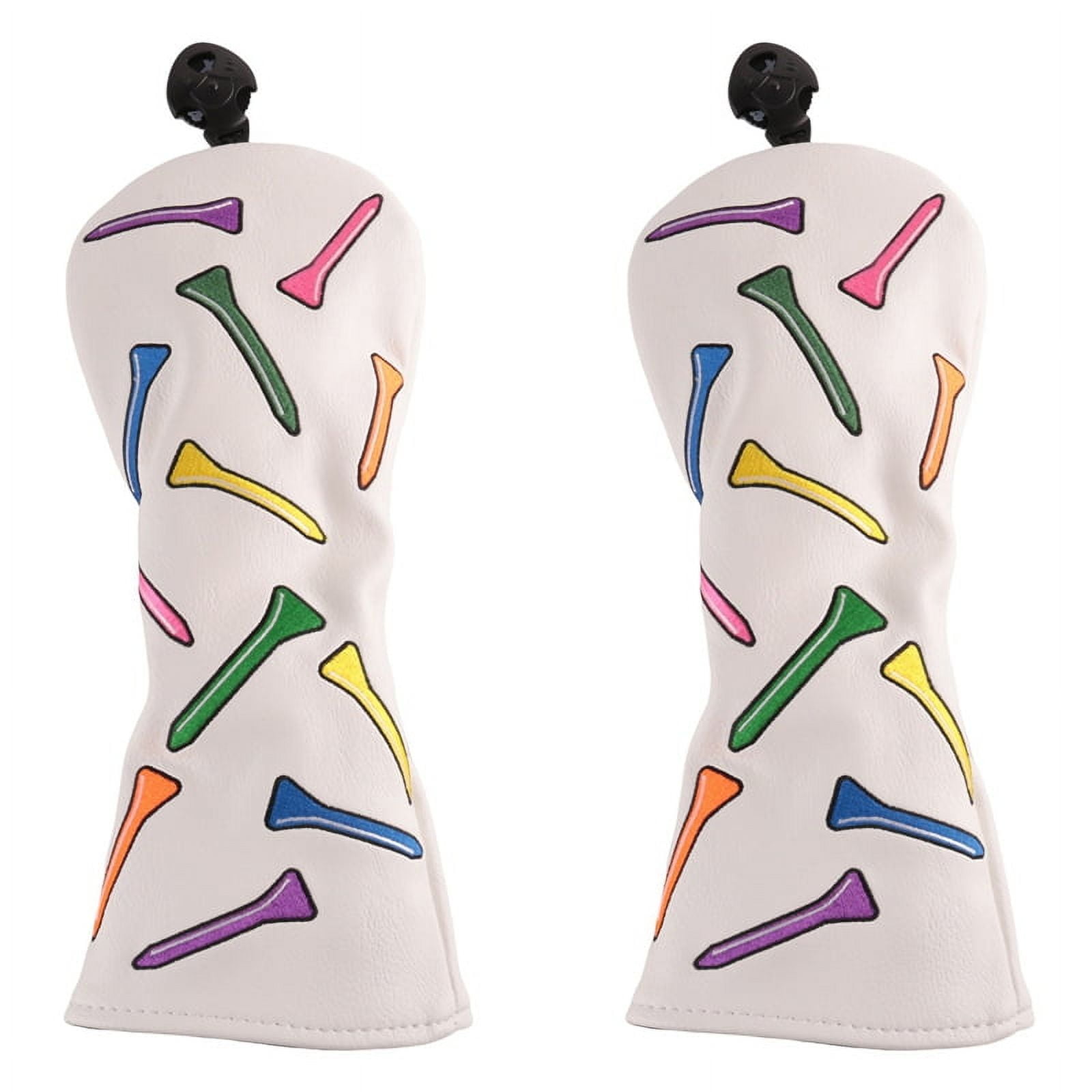 2X Tees Pattern Golf Club Cover for Driver,Fairway,Hybrids-Golf Driver Headcover/Golf Fairway Wood/Hybrid Club