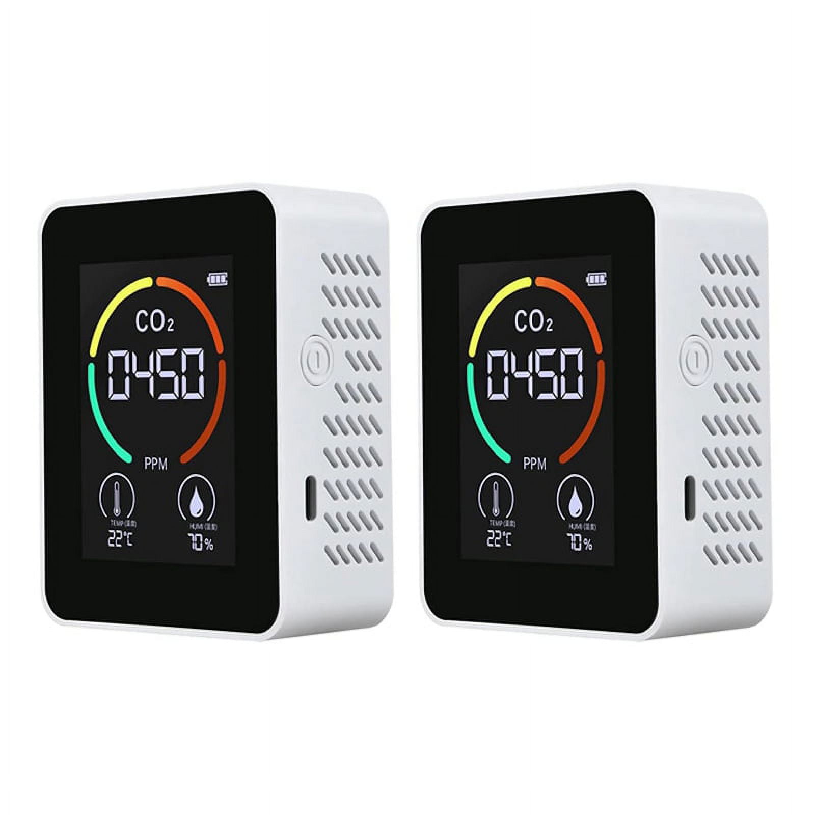 2X Temperature & Humidity Meter, Air Quality Monitor, CO2 Detector, Digital Air Pollution Carbon Dioxide Detector