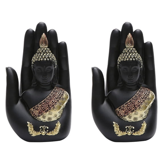 2X Thai Buddha in the Palm Statue Figurine, Buddha Sculpture-Indoor/Outdoor Decor for Garden,Patio,Porch Yard Decor