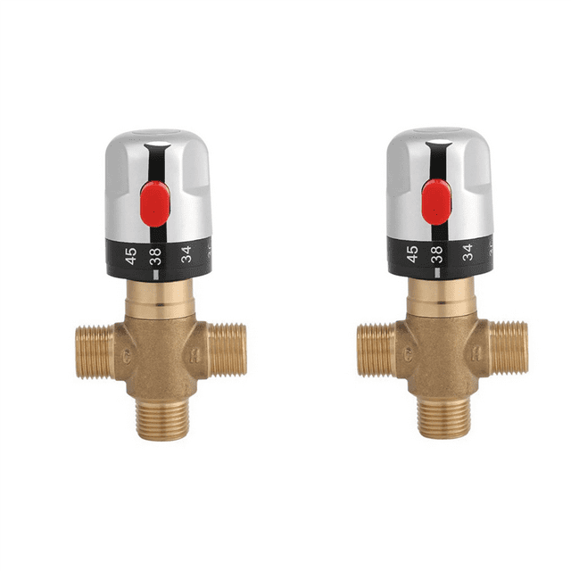 2X Thermostatic Mixing Valve Solid Brass G1/2 for Shower System Water