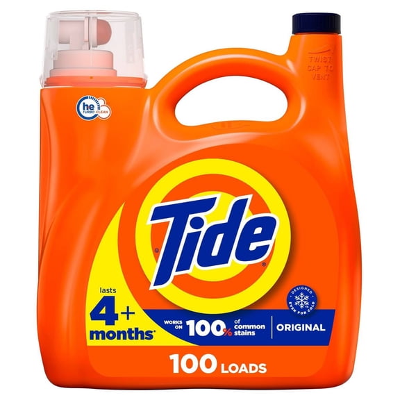 2X - Tide HE Turbo Clean Liquid Laundry Detergent, 100 Loads - Original 132 oz