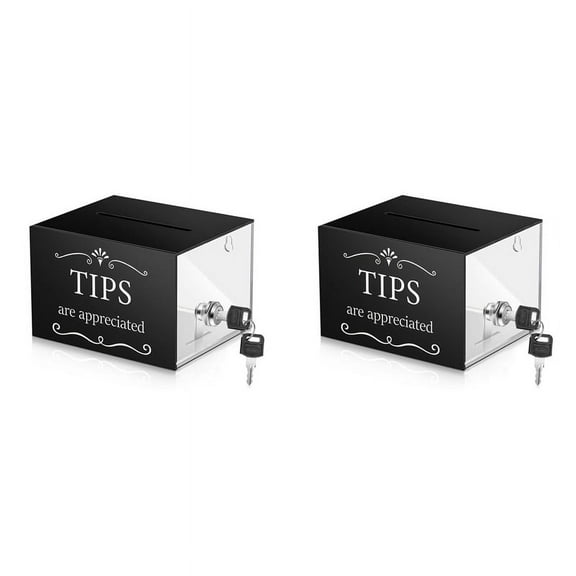2X Tip Jars for Money 6 X 4 X 5 Inch Tip Collection Box with Lock Donation Suggestion Box for Tip Storage Raffling Box
