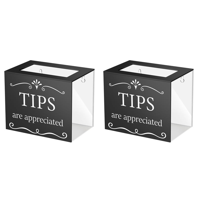 2X Tip Jars for Money Acrylic Tip Cash Box Donation Tip Bucket 6x4x5 ...