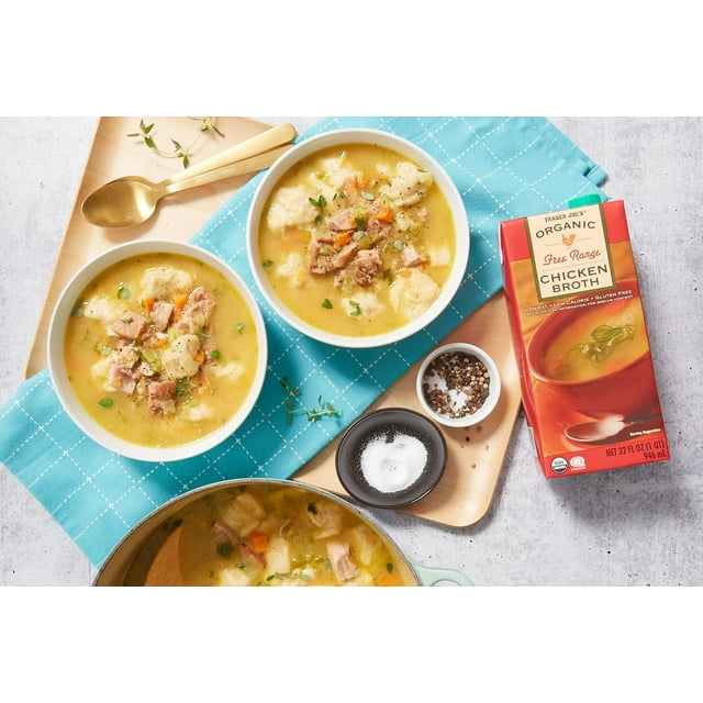 2X-Tjs Organic Free Range Chicken Broth-32 Fl Oz