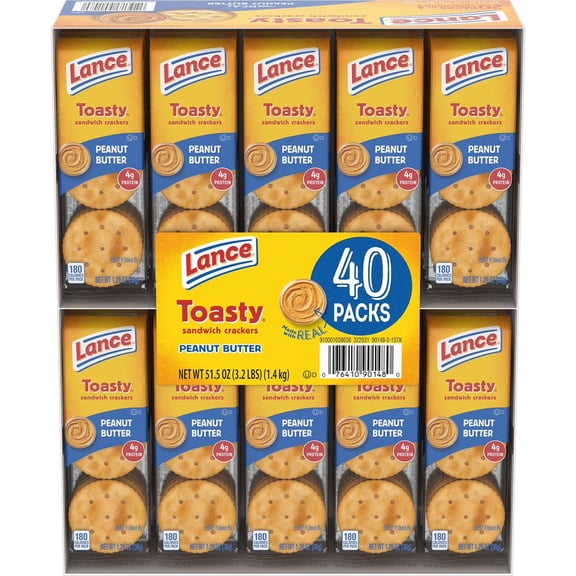2X Toasty Peanut Butter Sandwich Crackers, 1.29 oz., 40 pk