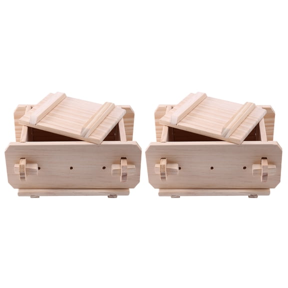 2X Tofu Mold Tool,Removable Wooden Box,Home Kitchen Maker Kit for DIY Cooking Handmade