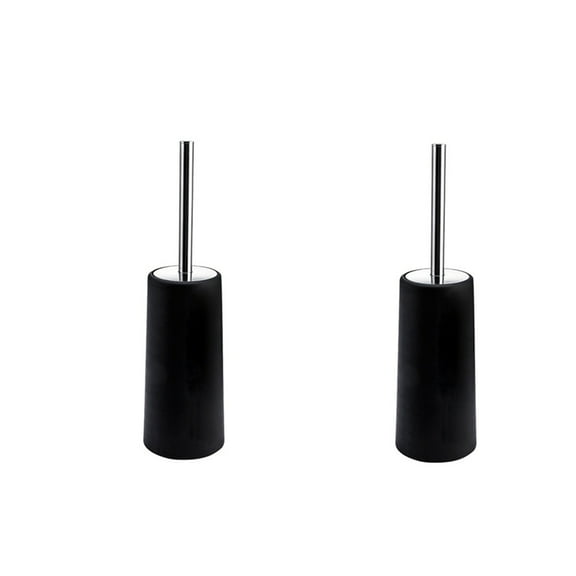 2X Toilet Brush and Holder, 2 Pack with 304 Stainless Steel Long Handle, Bowl Black