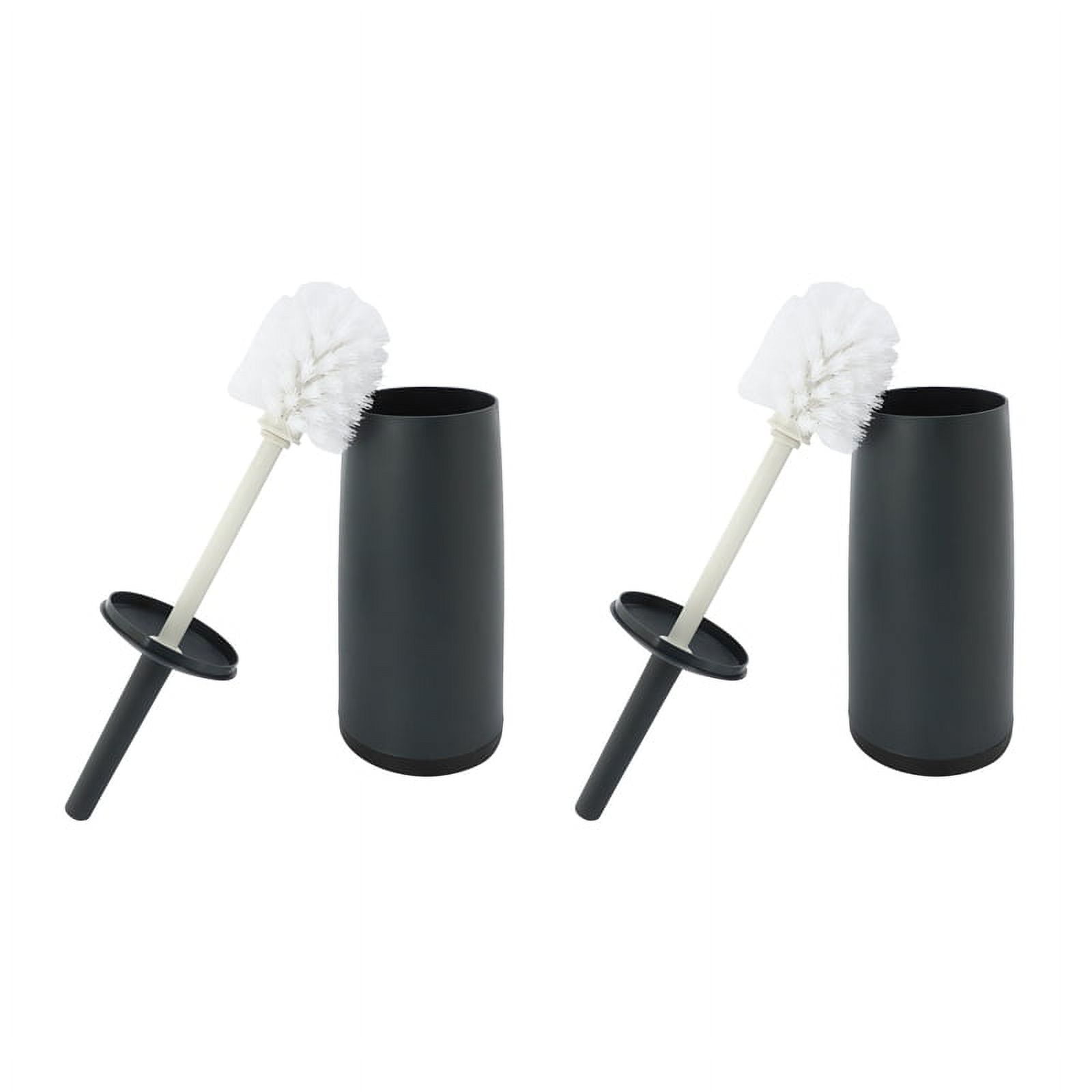 2X Toilet Brushes and Holders Toilet Bowl Brush with Holder Black for