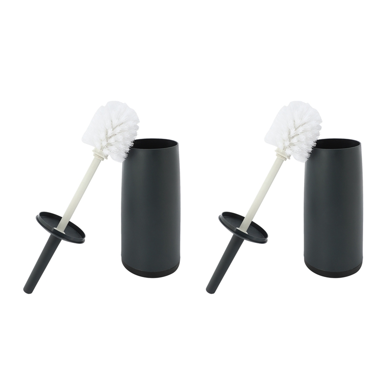 2X Toilet Brushes and Holders Toilet Bowl Brush with Holder Black for
