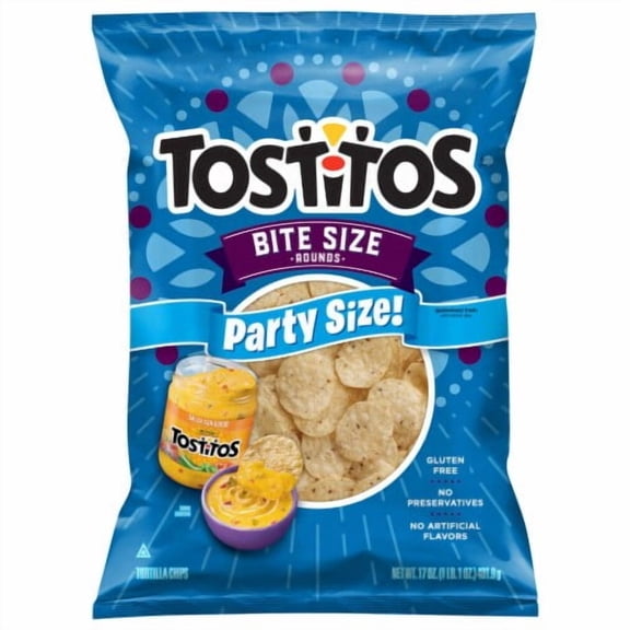 2 Pack - Tostitos Party Size Bite Size Tortilla Chips 17 oz Package May Vary