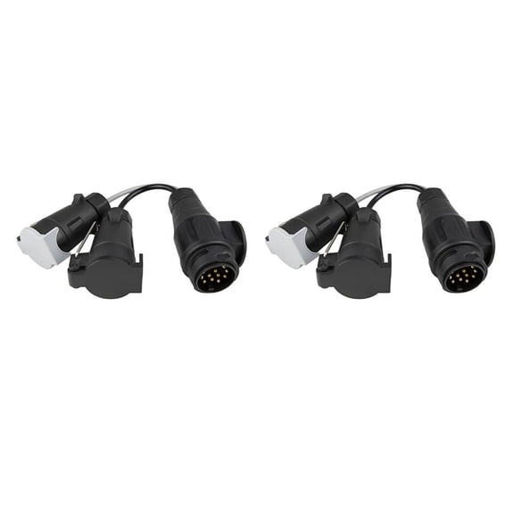 2X Towing Adapter 13 Plug Pin to 7 Pin 12N+12S Socket Towbar Electric Conversion Adapter Lead for Trailer Truck Caravan,2 x Towing Adapter,black