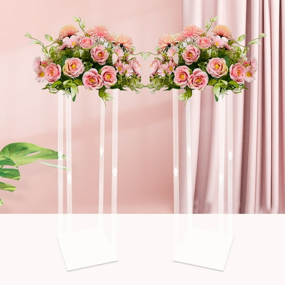 2X Transparent Acrylic Flower Stand Pedestal Party Wedding Backdrop Decor 100cm 2x Clear 39" Acrylic Flower Stand Column Vase Centerpieces Wedding Decoration 39" Wedding Party Venue Decor Rack