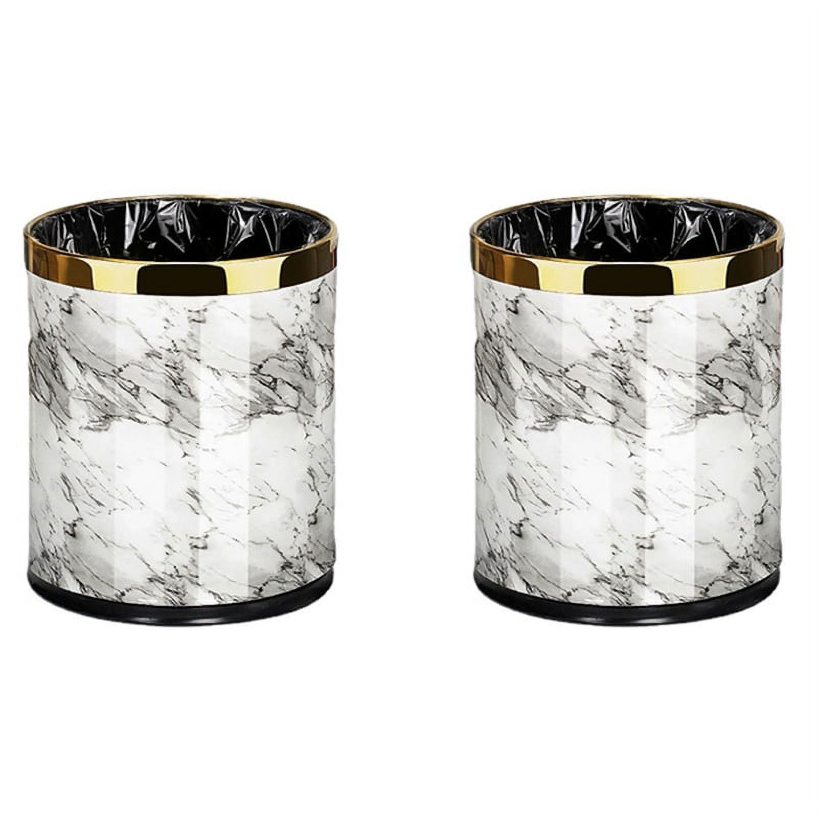 2X Trash Can,Marble Pattern 10L Trash Can Bin Buckets Diameter Waste ...