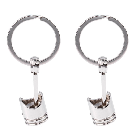 2X Trendy Car Engine Piston Keyring Chain Keychain Key Fob Silver,2 x Keychain,Silver