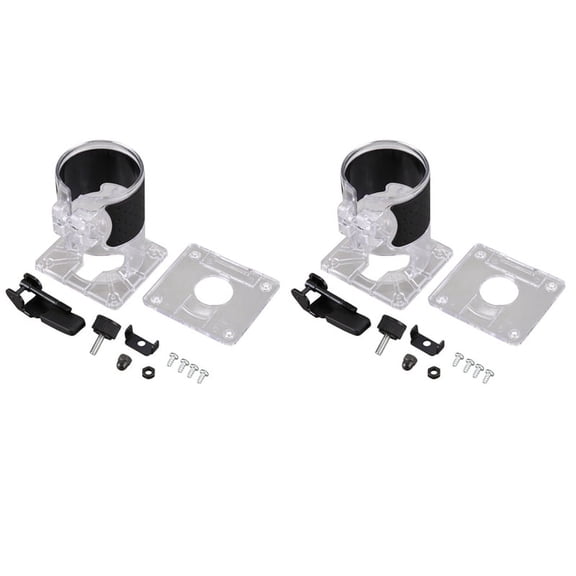 2X Trimmer Base Plastic Base Board Woodworking Edge Cutter for Electric Trimming Machine Accessories,2 x Trimming Machine Base 2 x of Mounting Accessories,black & transparent