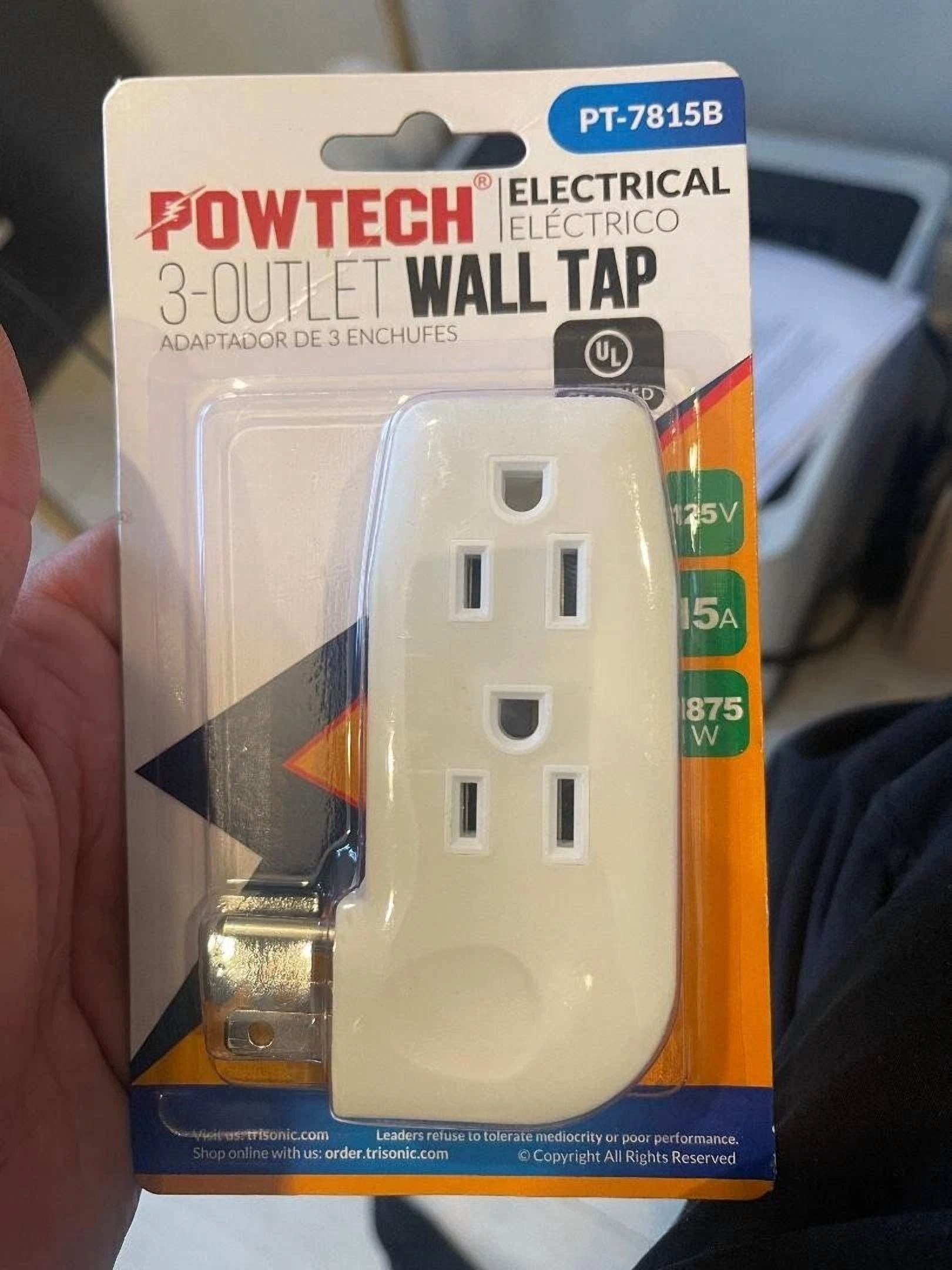 2X Triple 3 Outlet Grounded Ac Wall Plug Power Splitter 3-Way ...