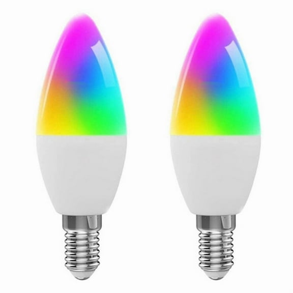 2X Tuya E14 Smart Bulb Dimmable Five-Way Spiral Candle Bulb WiFi RGB Bulb Remote Control and Voice Control 7W,2 x WiFi Smart Bulb,White