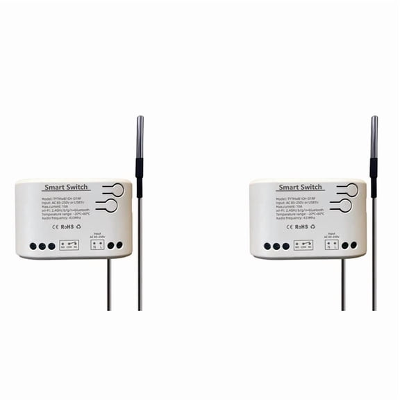 2X Tuya Smart Life WiFi Switch Relay Temperature Monitoring Thermostat Sensor Passive Dry Contact Relay 85-250V