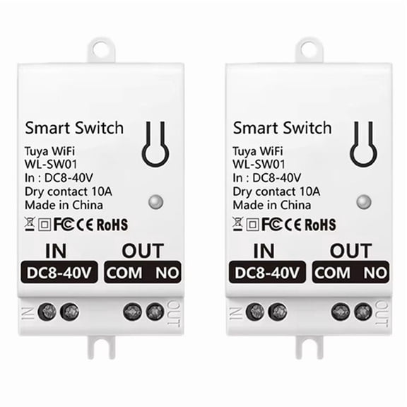 2X Tuya Smart WiFi Dry Contact Switch Module 10A Home Universal DIY Breaker Relay Work with Smart Life  DC 8-40V