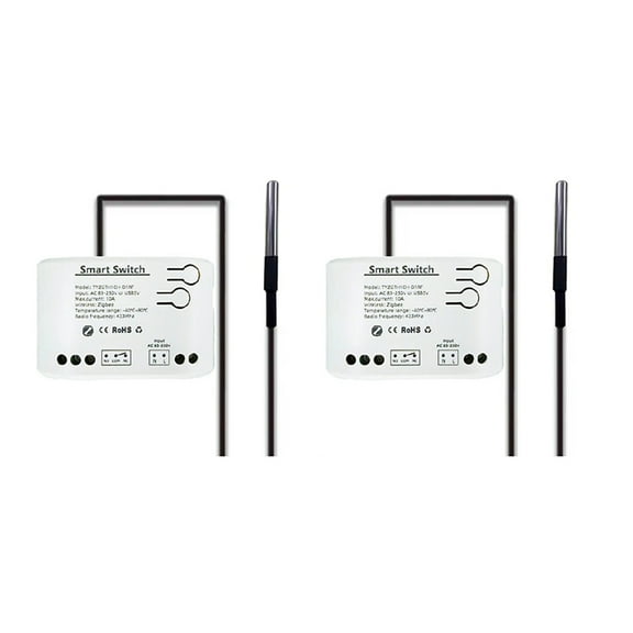 2X Tuya Smart Zigbee Switch with Temperature Sensor Passive Dry Contact Zigbee Relay Work with Home Assistant AC 85-250V