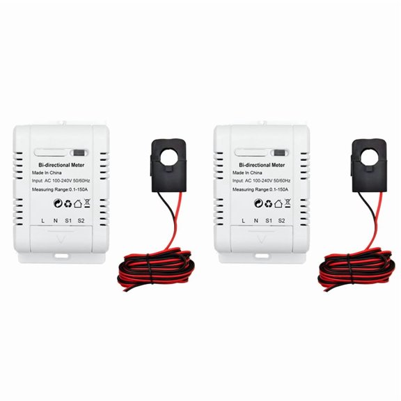 2X Tuya Solar PV Bidirectional WiFi  Meter with CT 150A Two Way Clamp Current Sensor Transformer App Monitor Power