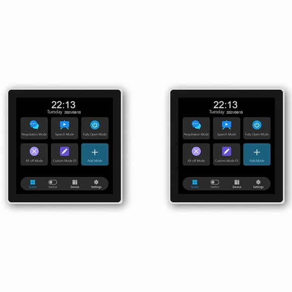 2X Tuya T3E Panel Switch Touch Screen Panel EU Smart Control Panel Switch Smart Home Wall Push Light Switch,White