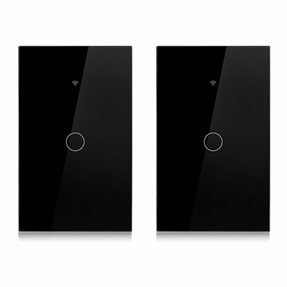 2X Tuya US Plug WiFi Smart 1 Gang No Neutral Wire Touch Sensor LED Light Switches Smart Home   Black