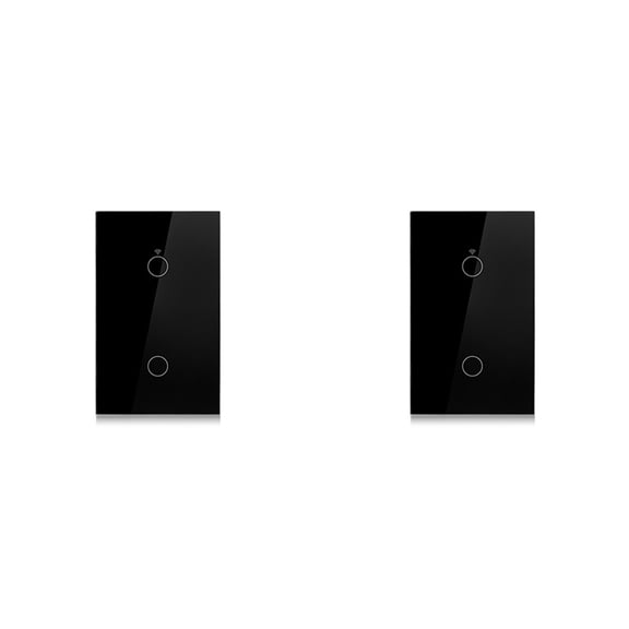 2X Tuya US Plug WiFi Smart Wall Switch 2 Gang No Neutral Wire Touch Sensor LED Light Switches Home Black