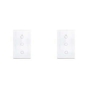 2X Tuya US Plug WiFi Smart Wall Switch 3 Gang No Neutral Wire Touch Sensor LED Light Switches White