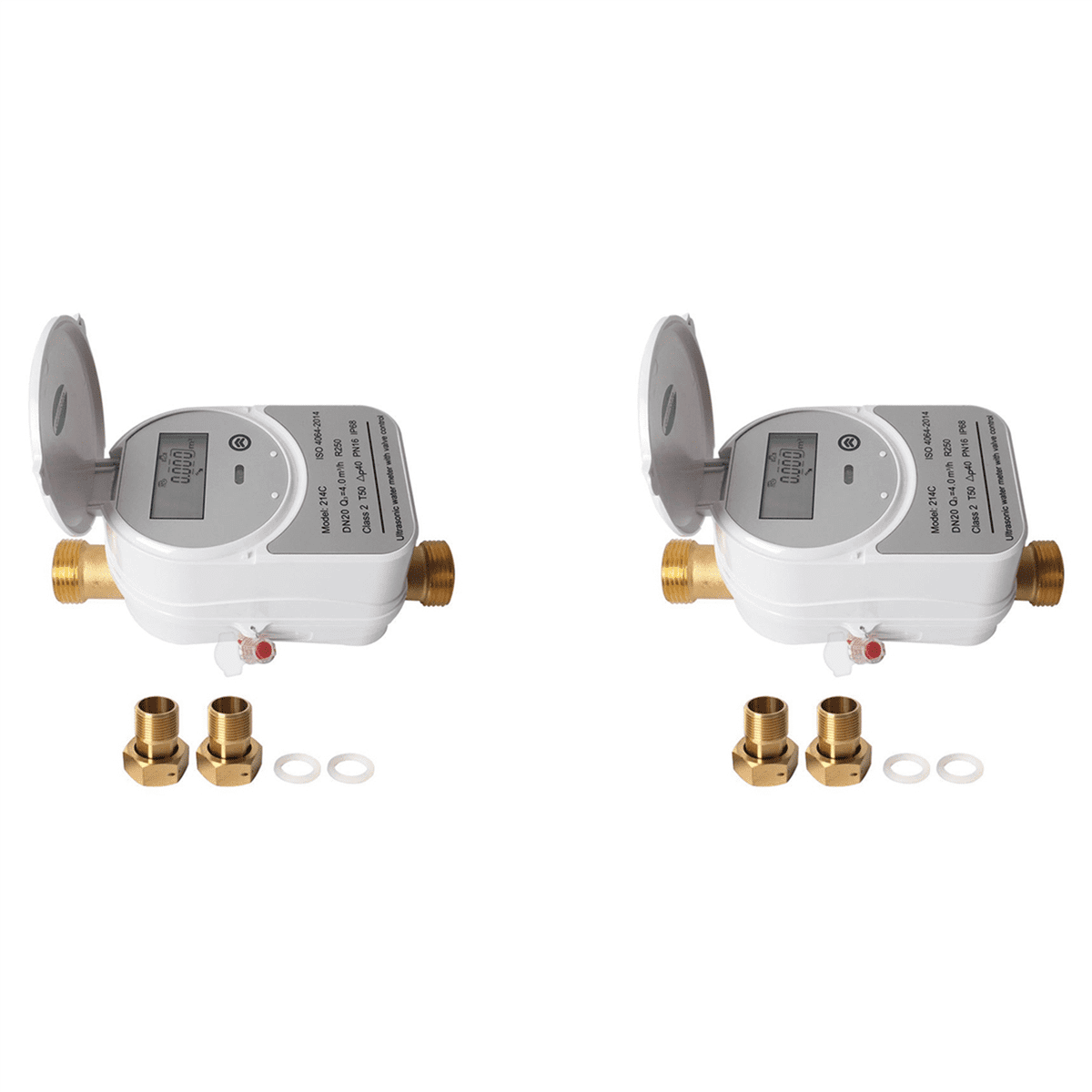 2X Tuya Zigbee Ultrasonic Water Meter DN20 with Valve LCD Display Water Quantity Flow Consumption Measure IP68,2 x Ultrasonic Water Meter kit
