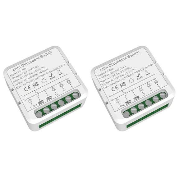 2X Tuya WiFi Smart Dimmers Switch Module Supports 2 Way Control LED Lights Dimmable Switch Work with for