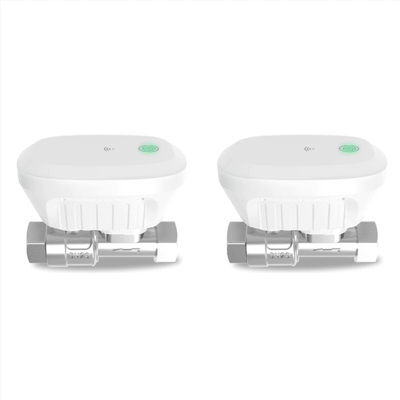 2X Tuya WiFi Water Valve Water Meter Water Flow Rate Water Temperature Display Controller Smart APP Control US PLUG,2 x Tuya Smart WiFi Water Valve,As Shown